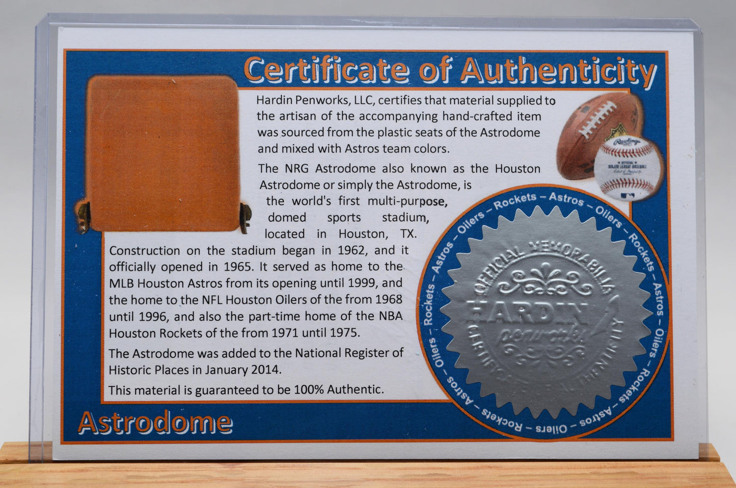 Handcrafted Pen Made From Plastic Stadium Seats of Houston Astros and Houston Oilers Houston Astrodome