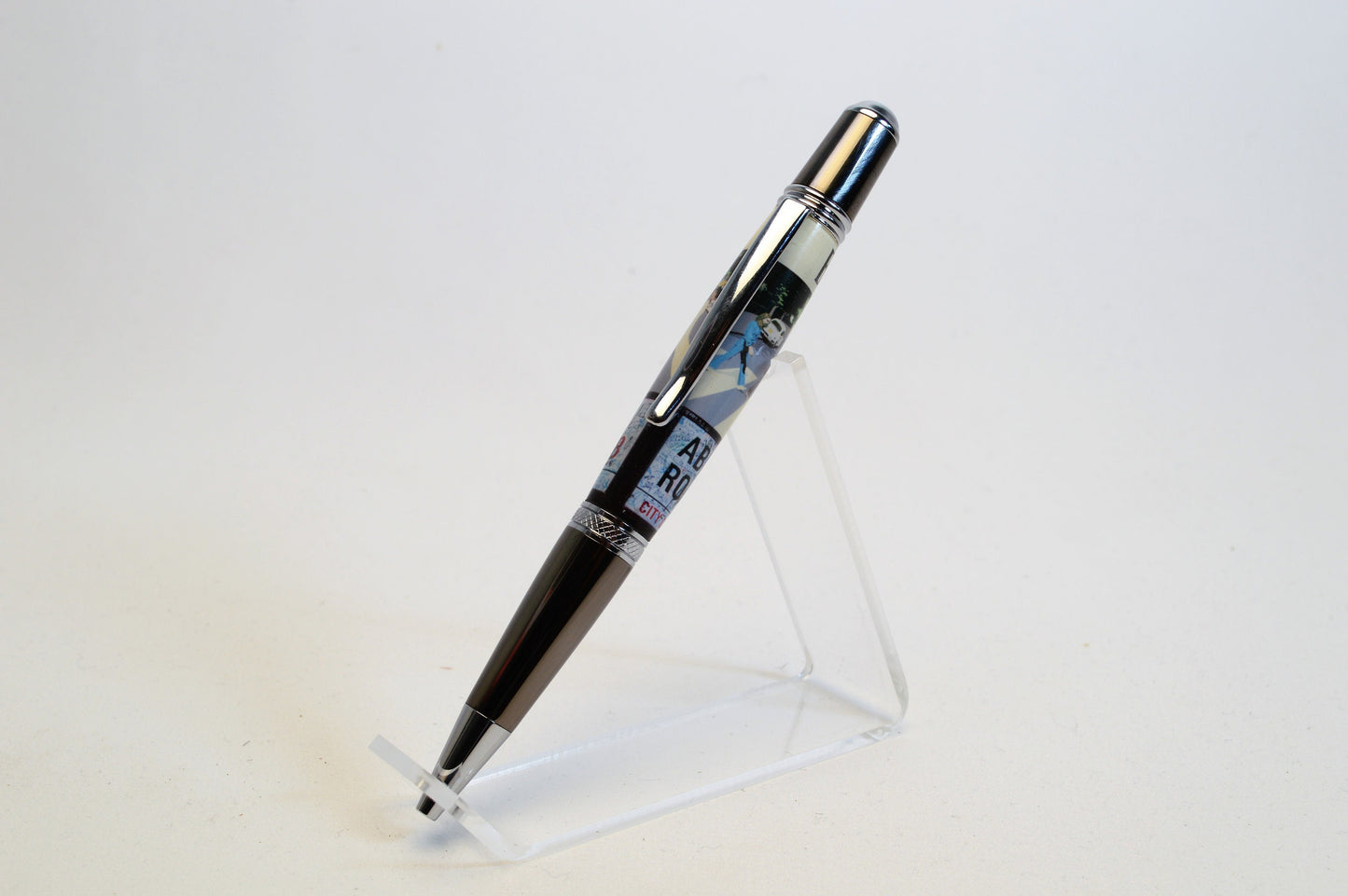 Handcrafted Pen Made with A Small Piece of Wood from Abbey Road Studios and cast in acrylic.