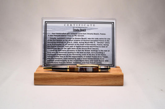 Handcrafted M1 Garand Wood and Omaha Beach Sand Elegant Twist Pen