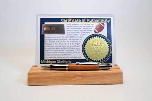 Handcrafted Pen Made From University of MIchigan MIchigan Stadium Wooden Stadium Bleachers