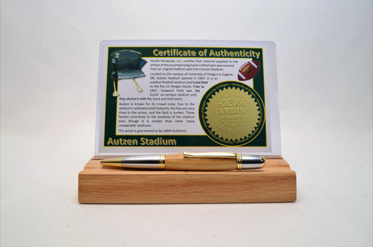 Handcrafted Pen Made From University of Oregon Autzen Stadium Wooden Stadium Seats