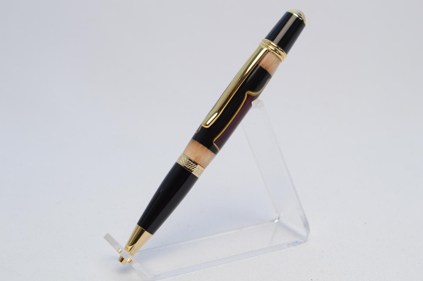Handcrafted Pen Made With a Swatch From A Lebron James Game Used Jersey and Wood From Quicken Loans Arena Floor