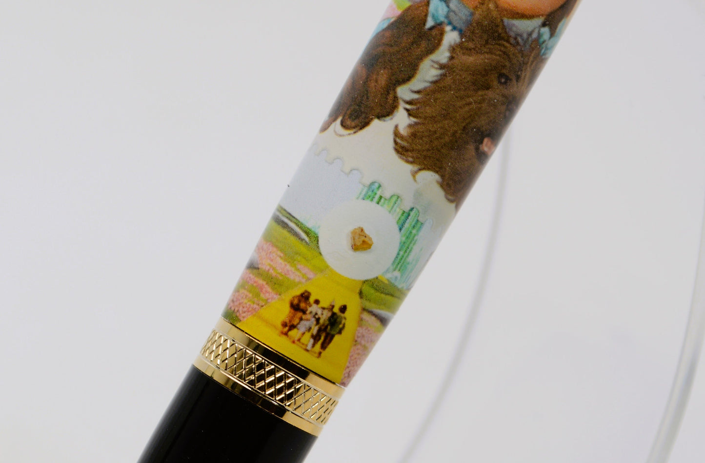 Handcrafted Pen Featuring a Wizard of Oz US Postage Stamp and Actual Yellow Brick Road Brick Fragment