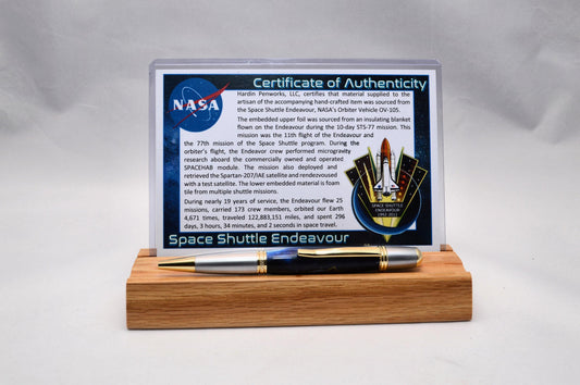 Handcrafted Space Shuttle Endeavour Classic Twist Pen in Gold and Satin Chrome Finish