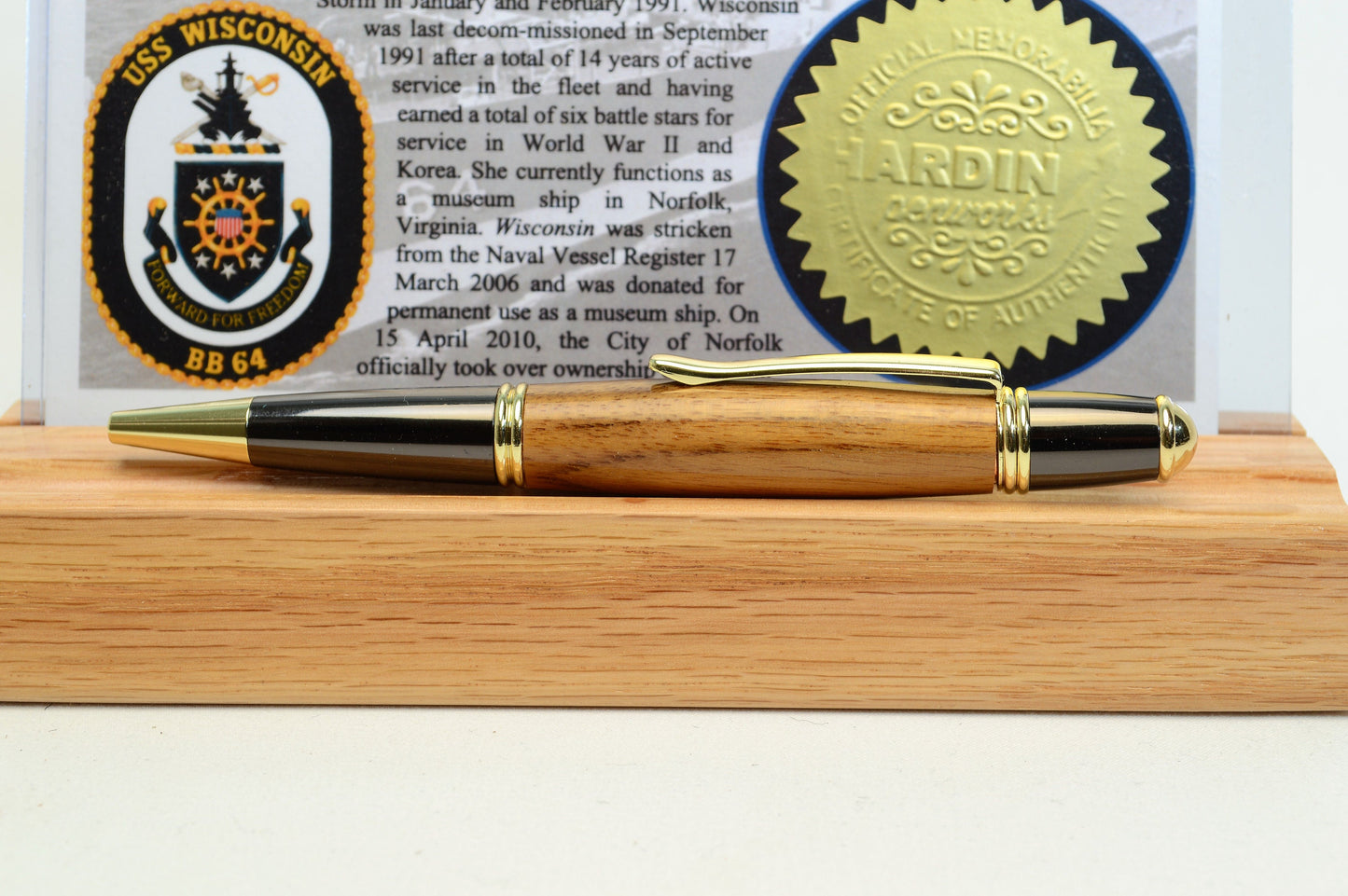 Handcrafted USS Wisconsin Battleship - Gold and Gunmetal Twist Pen