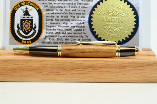 Handcrafted USS Wisconsin Battleship - Gold and Gunmetal Twist Pen