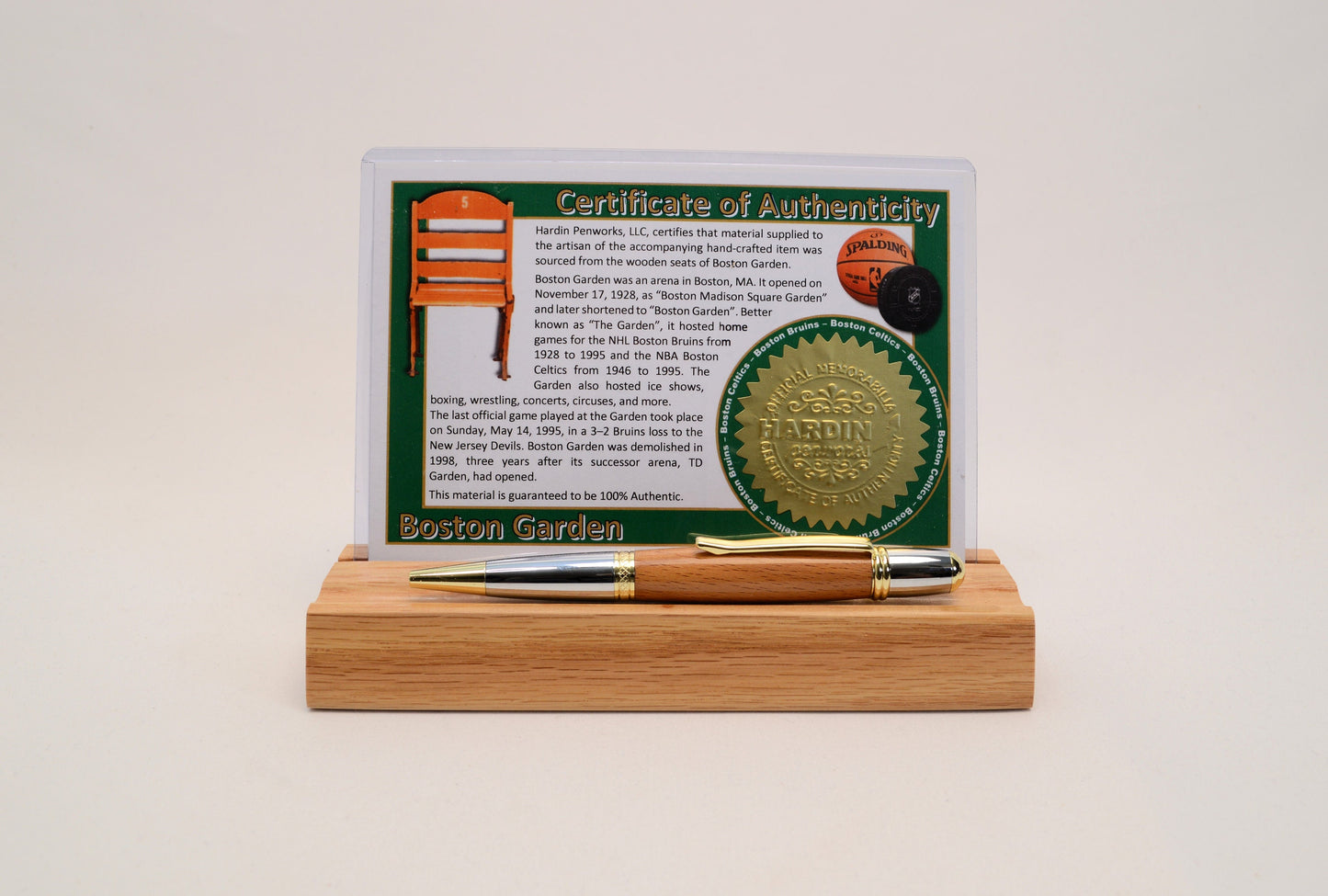 Handcrafted Pen Made From Boston Celtics and Boston Bruins Boston Garden Wooden Stadium Seat