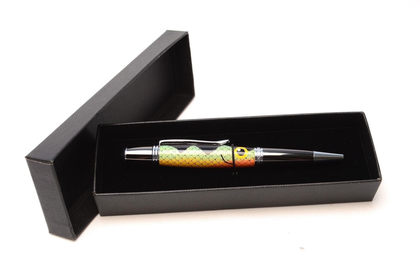 Handcrafted Fishing Lure Twist Pen in Gun Metal and Chrome Finish - Unique Fisherman Gift