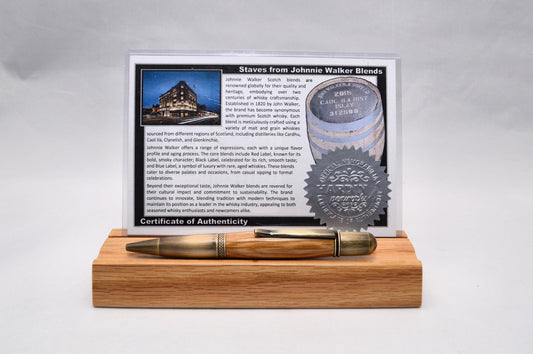 Handcrafted Twist Pen from Authentic Johnnie Walker Whiskey Barrel Wood