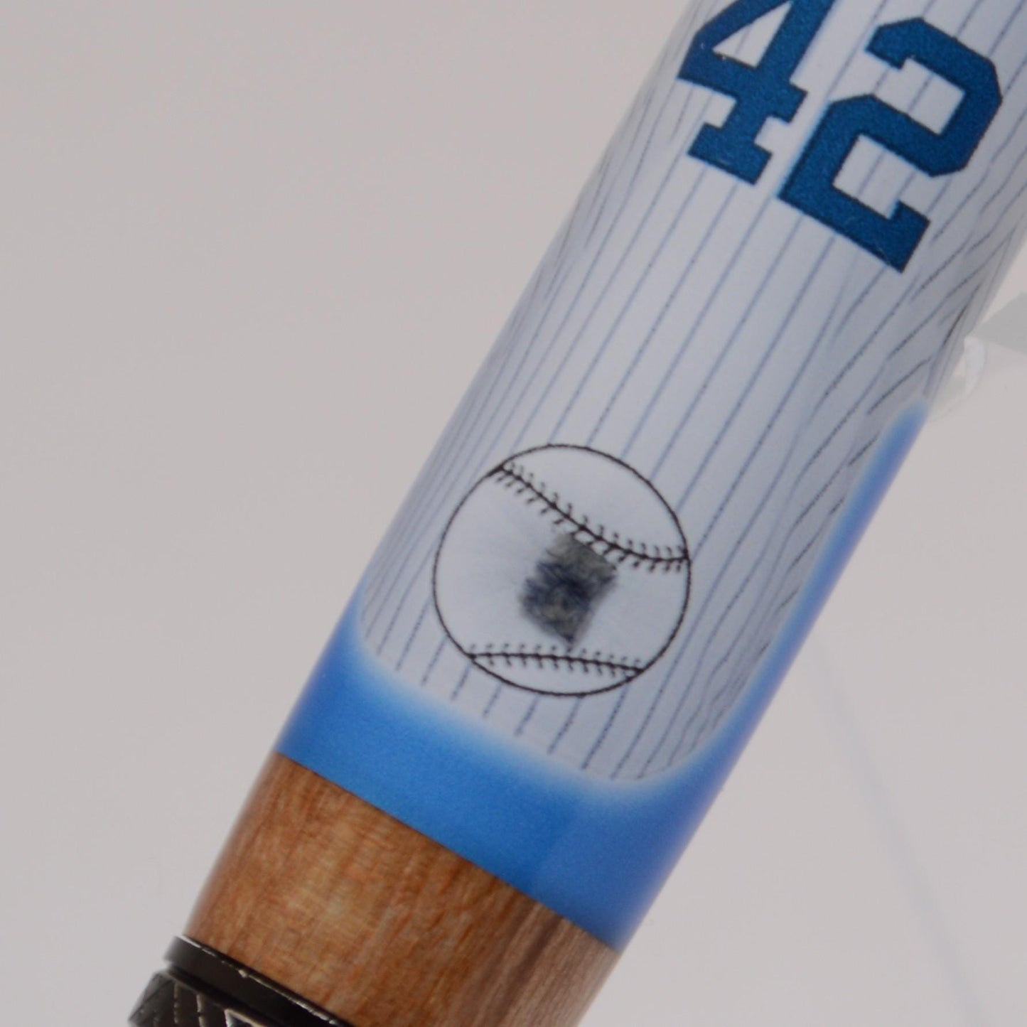 Handcrafted Pen Made With a Swatch from a Jackie Robinson Game Used Jersy and Wood from a Brooklyn Dodgers Ebbets Field Stadium Seat