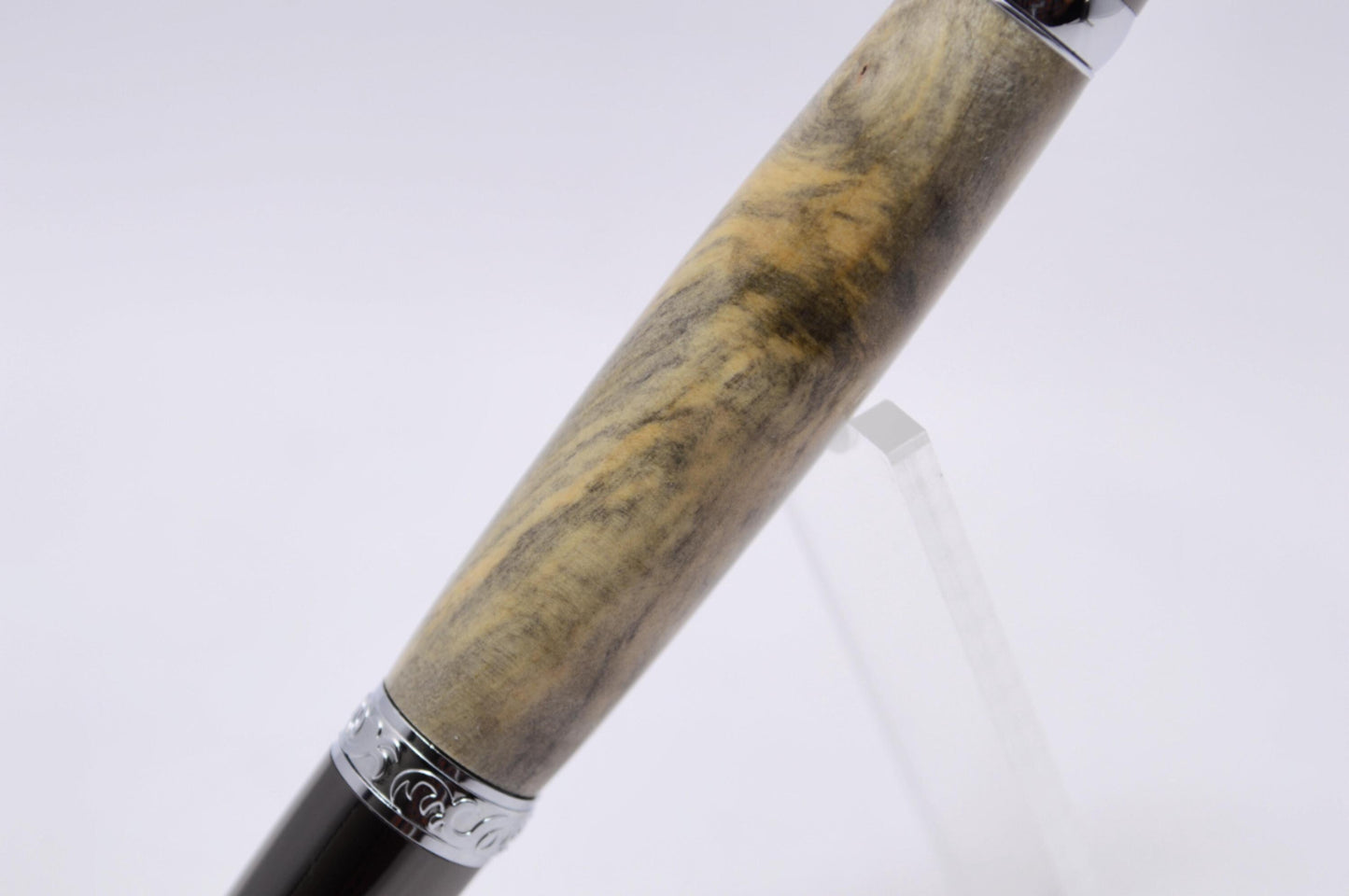 Elegant Handcrafted Buckeye Burl Twist Pen in Chrome and Gunmetal Finish