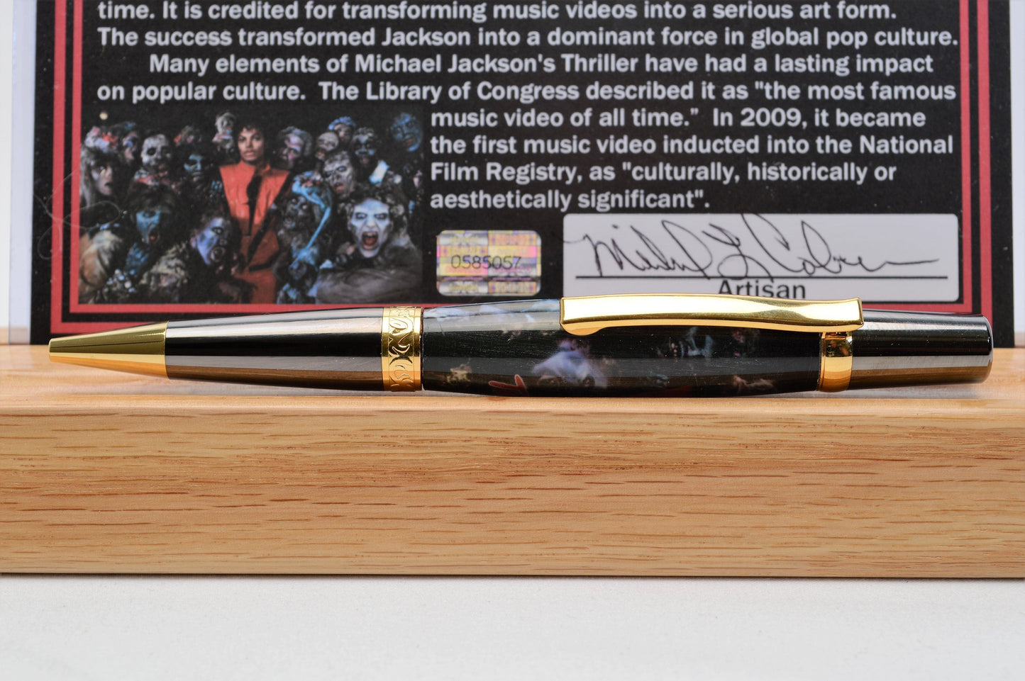 Handcrafted Pen Featuring a Small Piece of Wood From Michael Jackson's Thriller Video House