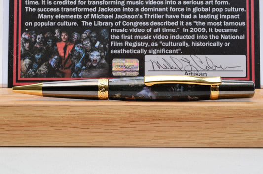 Handcrafted Pen Featuring a Small Piece of Wood From Michael Jackson's Thriller Video House