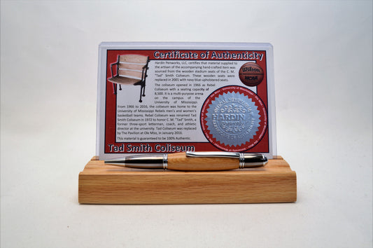 Handcrafted Pen Made From University Of Mississippi Tad Smith Coliseum Wooden Stadium Bleachers