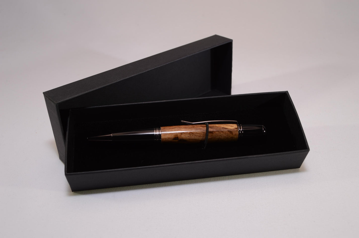 Handcrafted Spalted Oak Twist Pen with Gunmetal and Black Chrome Finish