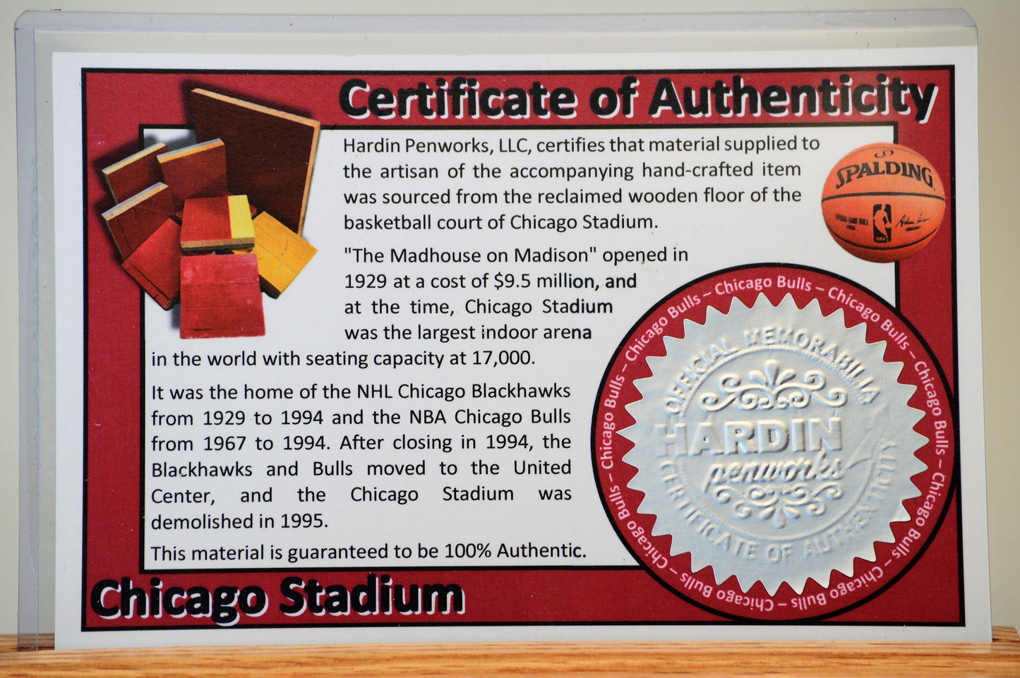 Handcrafted Pen Made From Chicago Bulls Chicago Stadium Wooden Basketball Floor