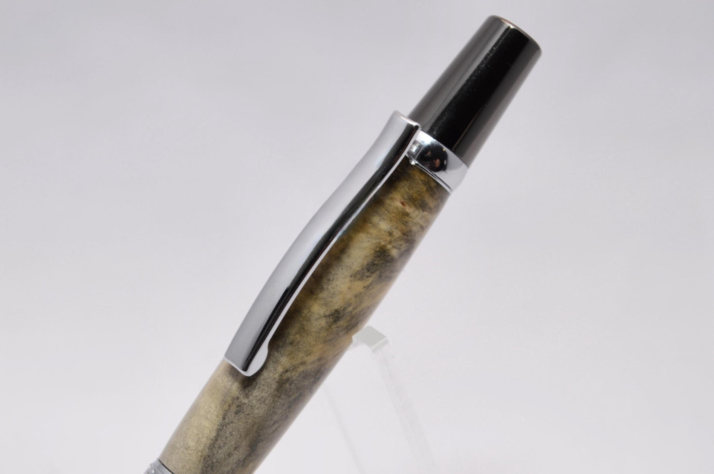 Elegant Handcrafted Buckeye Burl Twist Pen in Chrome and Gunmetal Finish