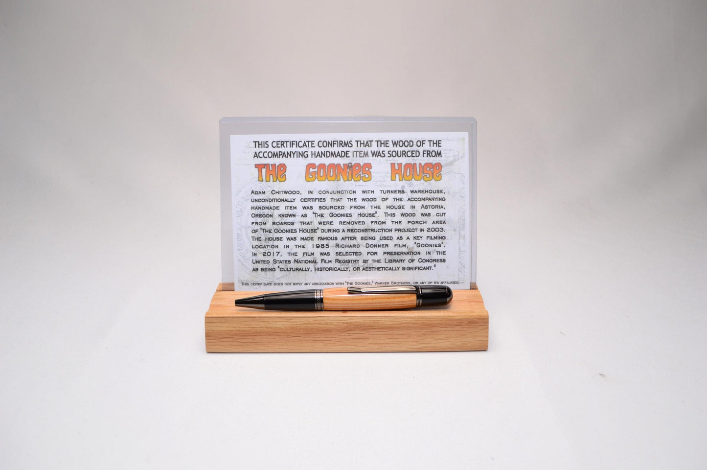 Handmade Twist Pen Made of Wood From The Goonies House in Astoria, Oregon