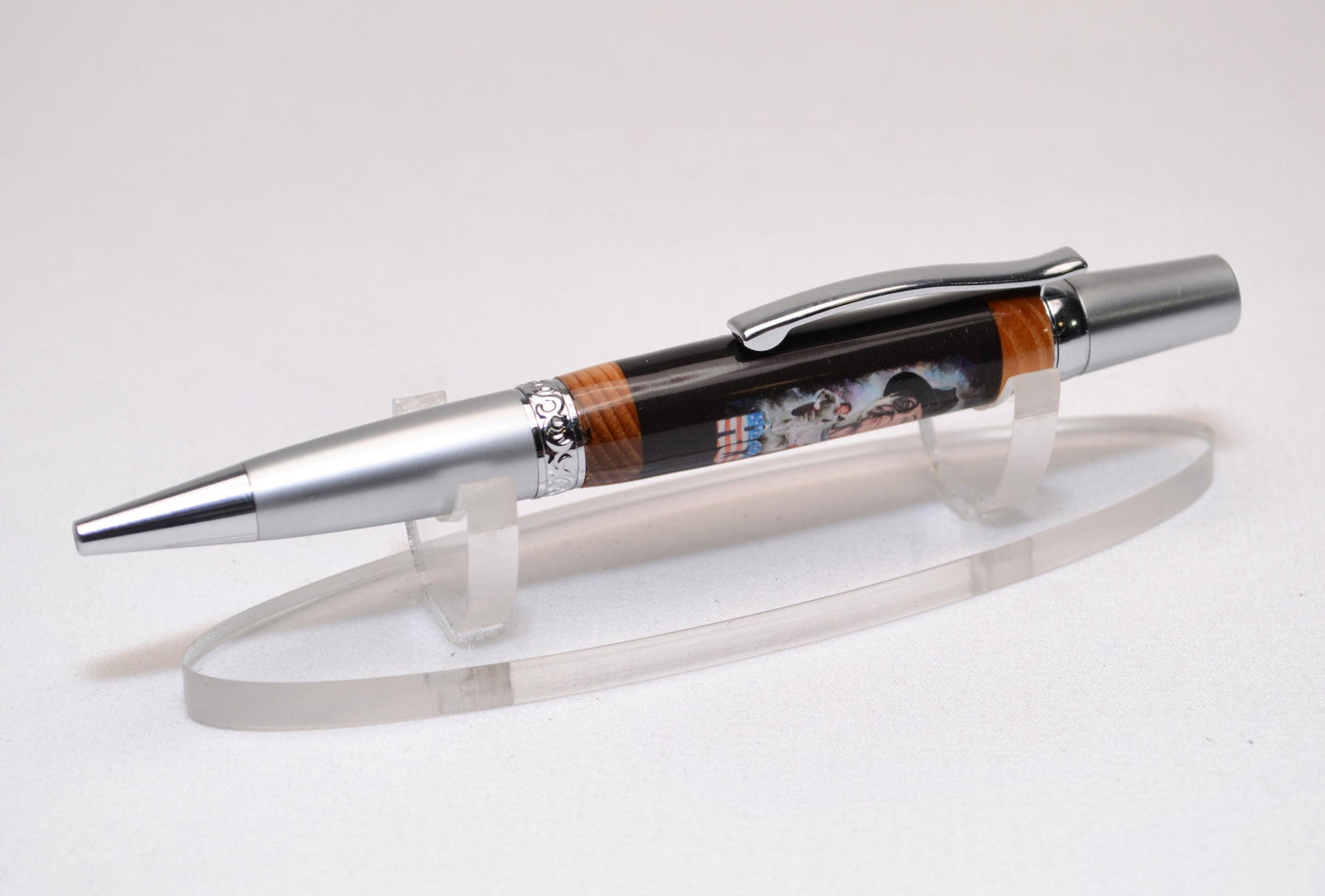 Handcrafted Twist Pen Made with Wood and Brick Sourced from MIcks Gym from the Movie Rocky