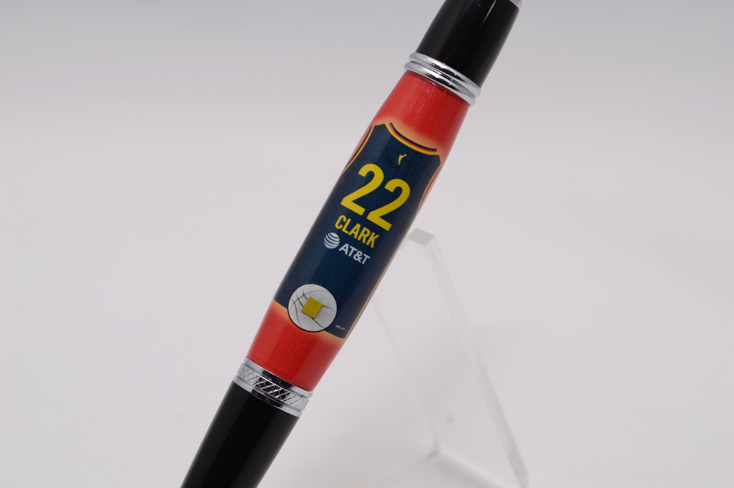 Handcrafted Unique Twist Pen Featuring a Small Swatch from Caitlin Clark Indiana Fever Game Worn Jersey, Cast in Acrylic