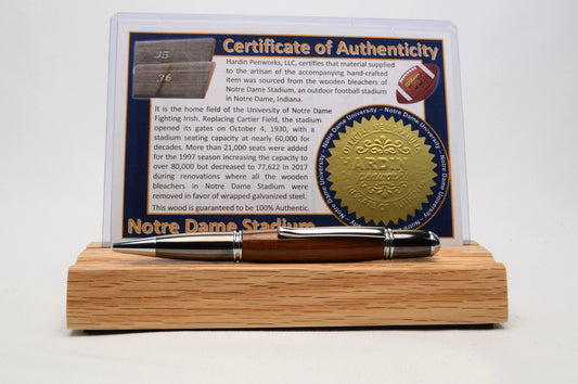 Handcrafted Pen Made From Notre Dame Stadium Wooden Stadium Bleacher