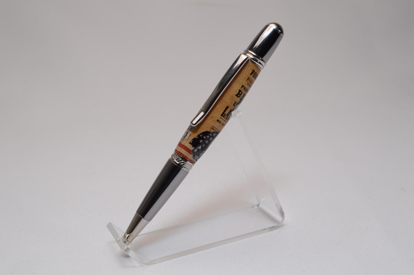 Handcrafted President Abraham Lincoln - Ford Theater Twist Pen in Platinum and Black Titanium