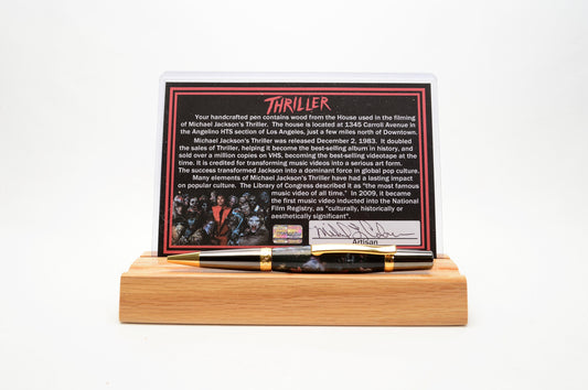 Handcrafted Pen Featuring a Small Piece of Wood From Michael Jackson's Thriller Video House