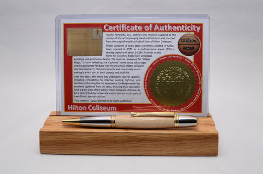 Handcrafted Twist Pen Made From the Wooden Basketball Floor of Hilton Coliseum - Iowa State University