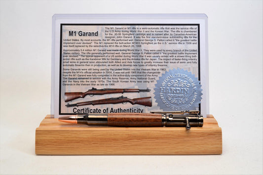 Handcrafted M1 Garand Rifle Stock Wood Bolt Action Bullet Pen in Gunmetal Finish