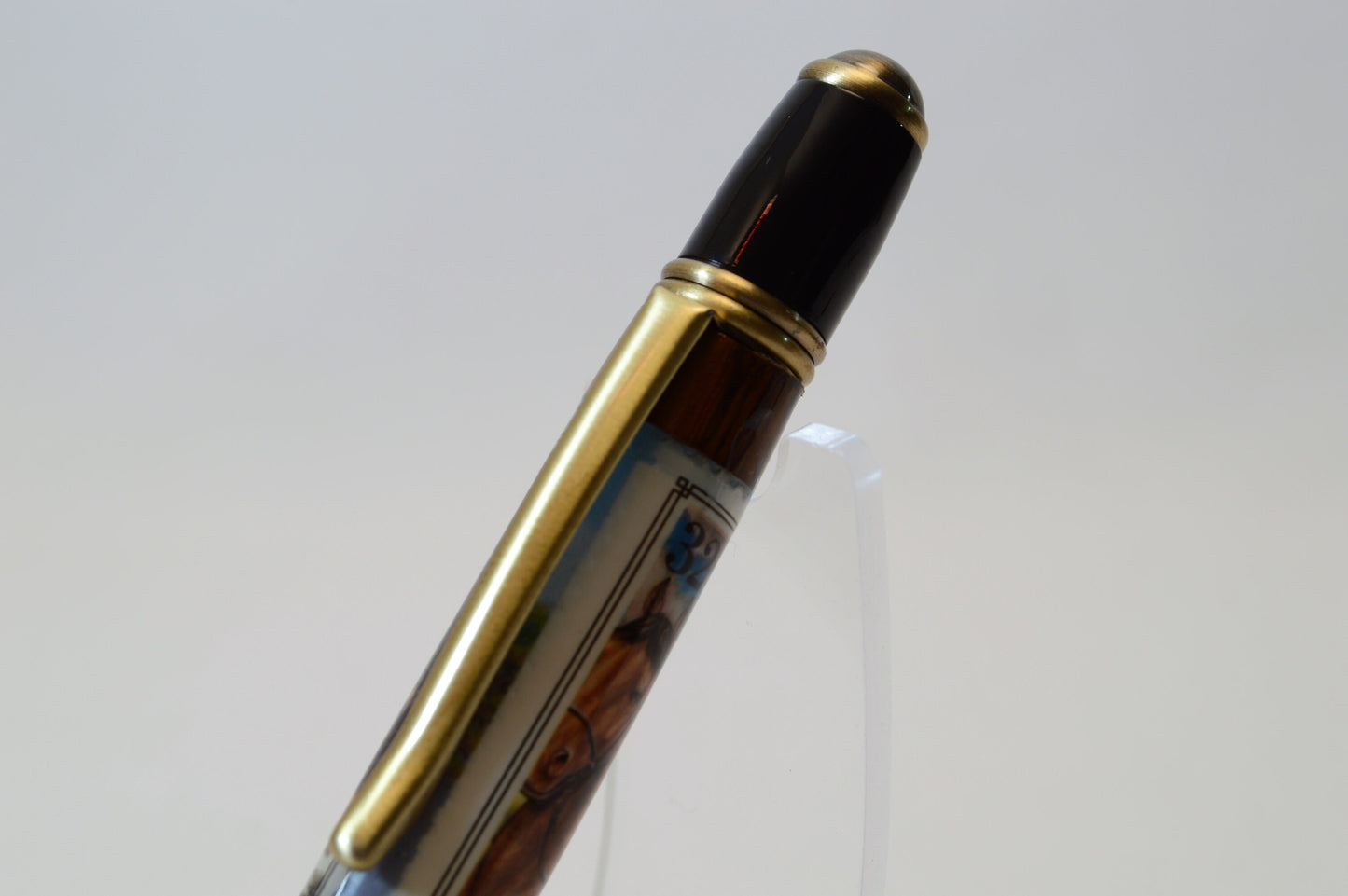 Handcrafted Stonewall Jackson Prayer Tree Twist Pen in Antique Brass and Black Chrome
