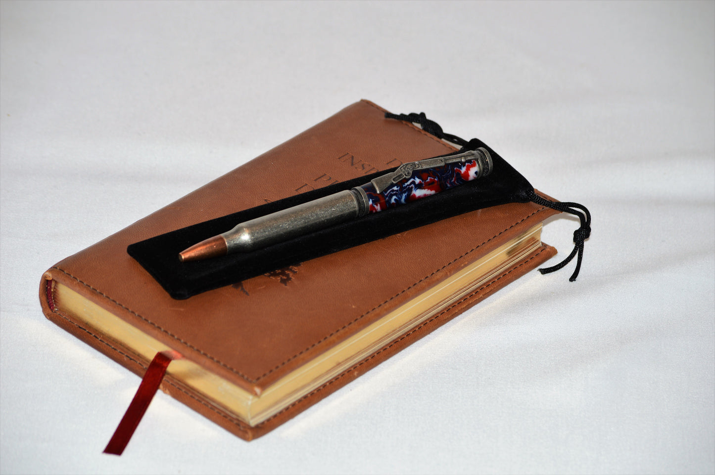 Antique Silver Bullet Twist Pen in Red, White, and Blue Acrylic