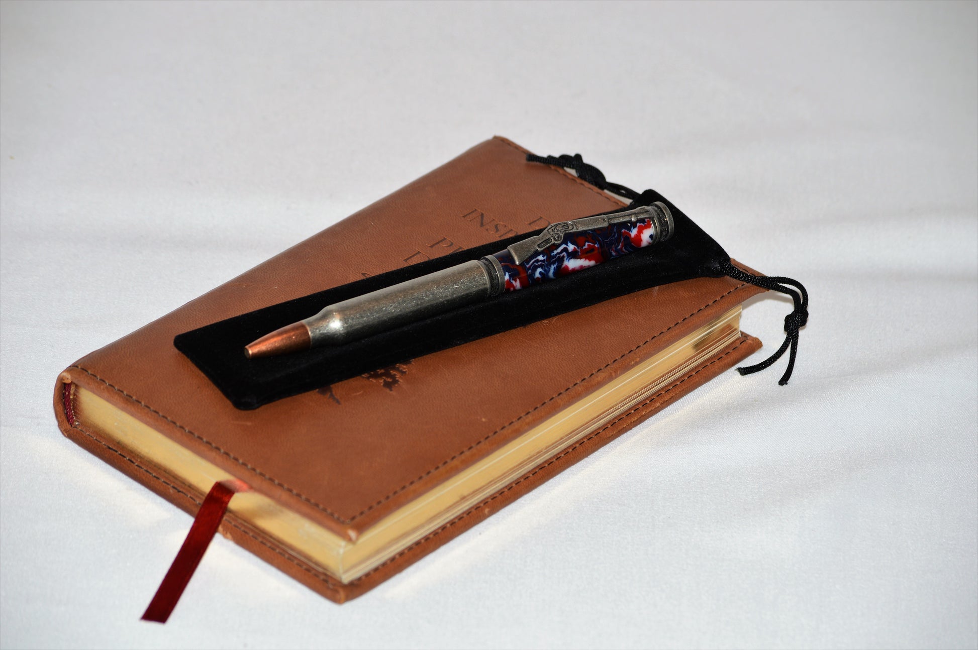 Antique Silver Bullet Twist Pen in Red, White, and Blue Acrylic