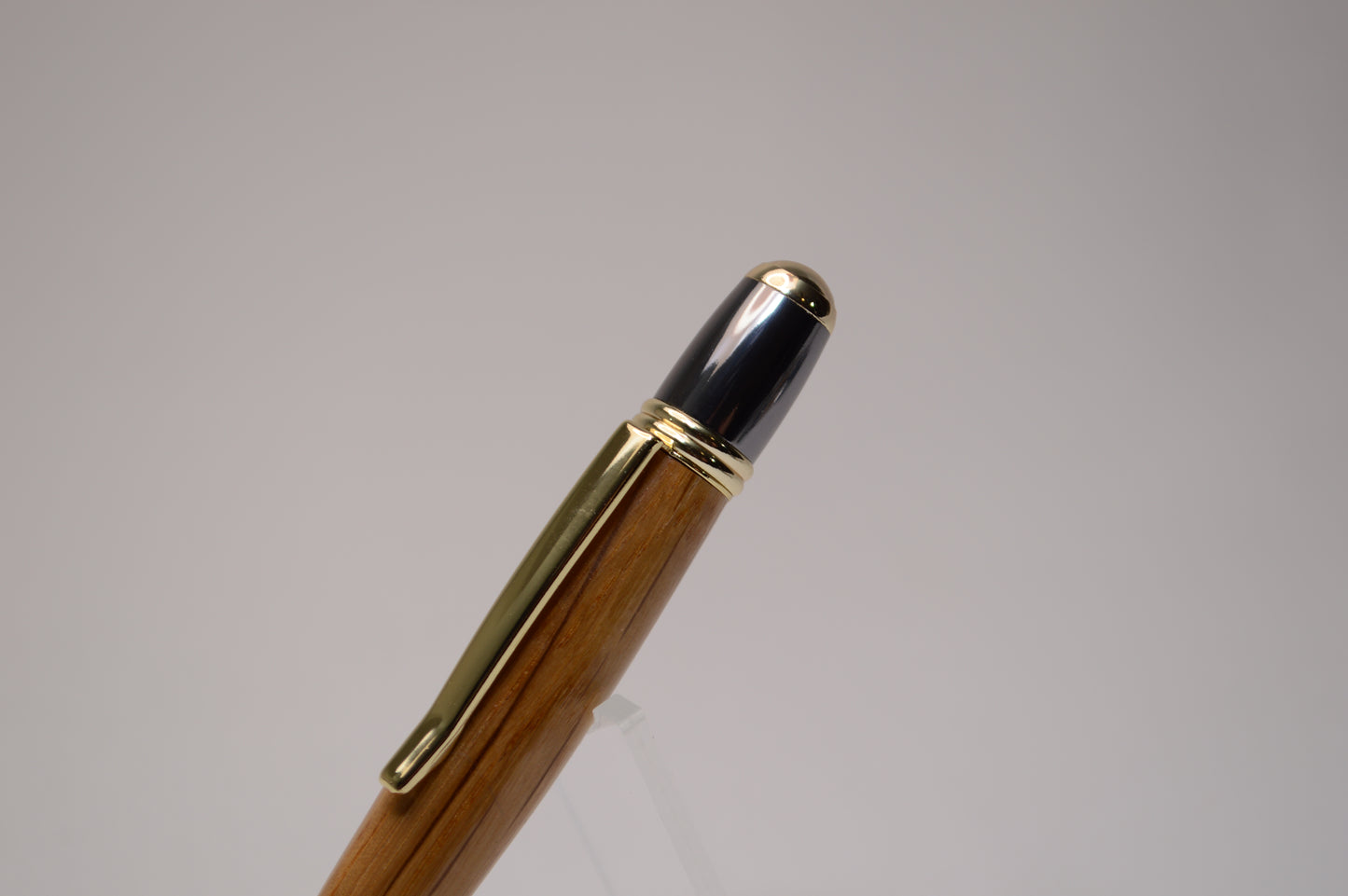 Whiskey Barrel Twist Pen in Gold and Black Titanium Finish with Velvet Pouch.