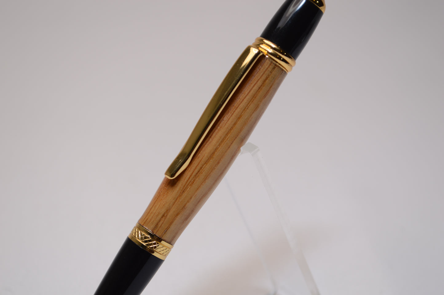 Handcrafted Whiskey Barrel Twist Pen in Gold and Black Finish