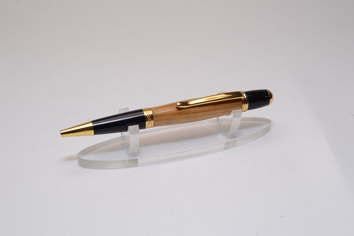 Handcrafted Whiskey Barrel Twist Pen in Gold and Black Finish