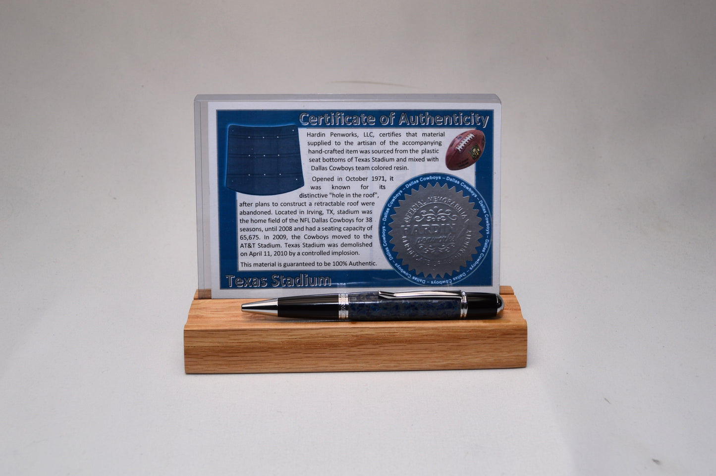 Handcrafted Pen Made From Dallas Cowboys Texas Stadium Plastic Stadium Seat