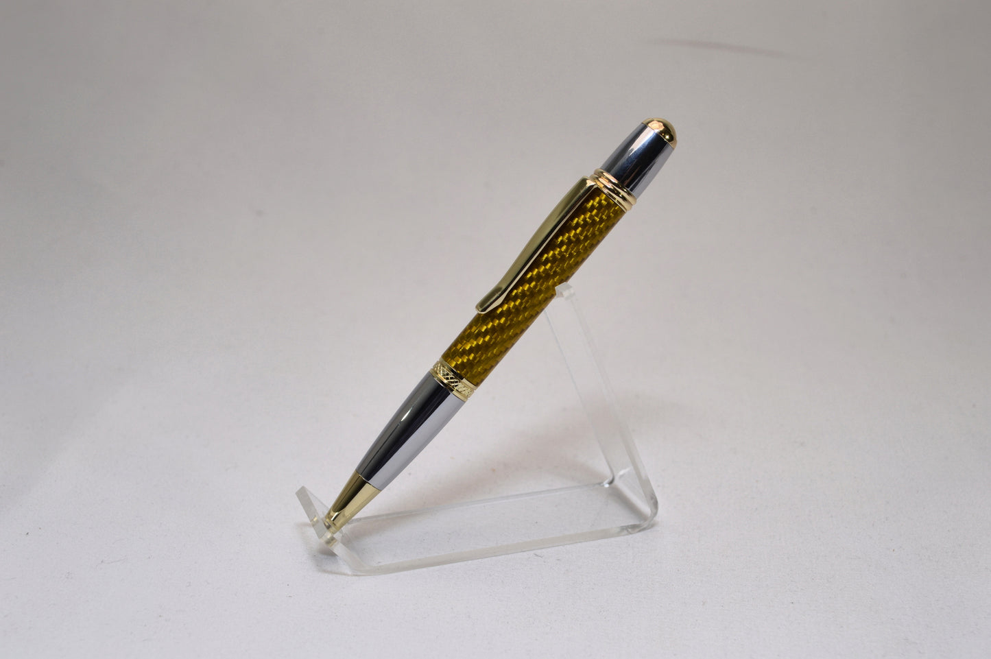 Handcrafted Twist Pen Made With Gold Carbon Fiber in Gold and Chrome Finish