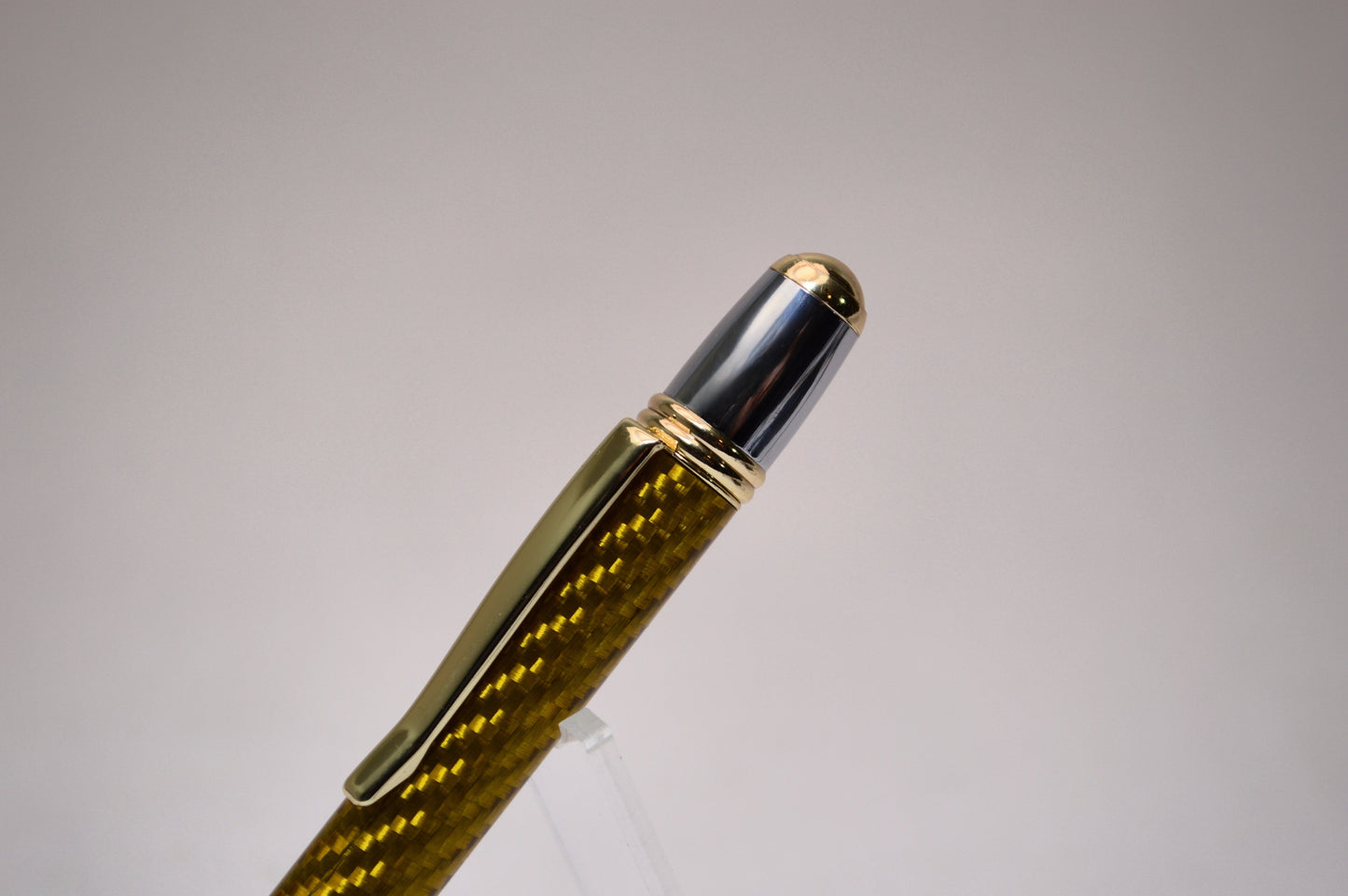 Handcrafted Twist Pen Made With Gold Carbon Fiber in Gold and Chrome Finish
