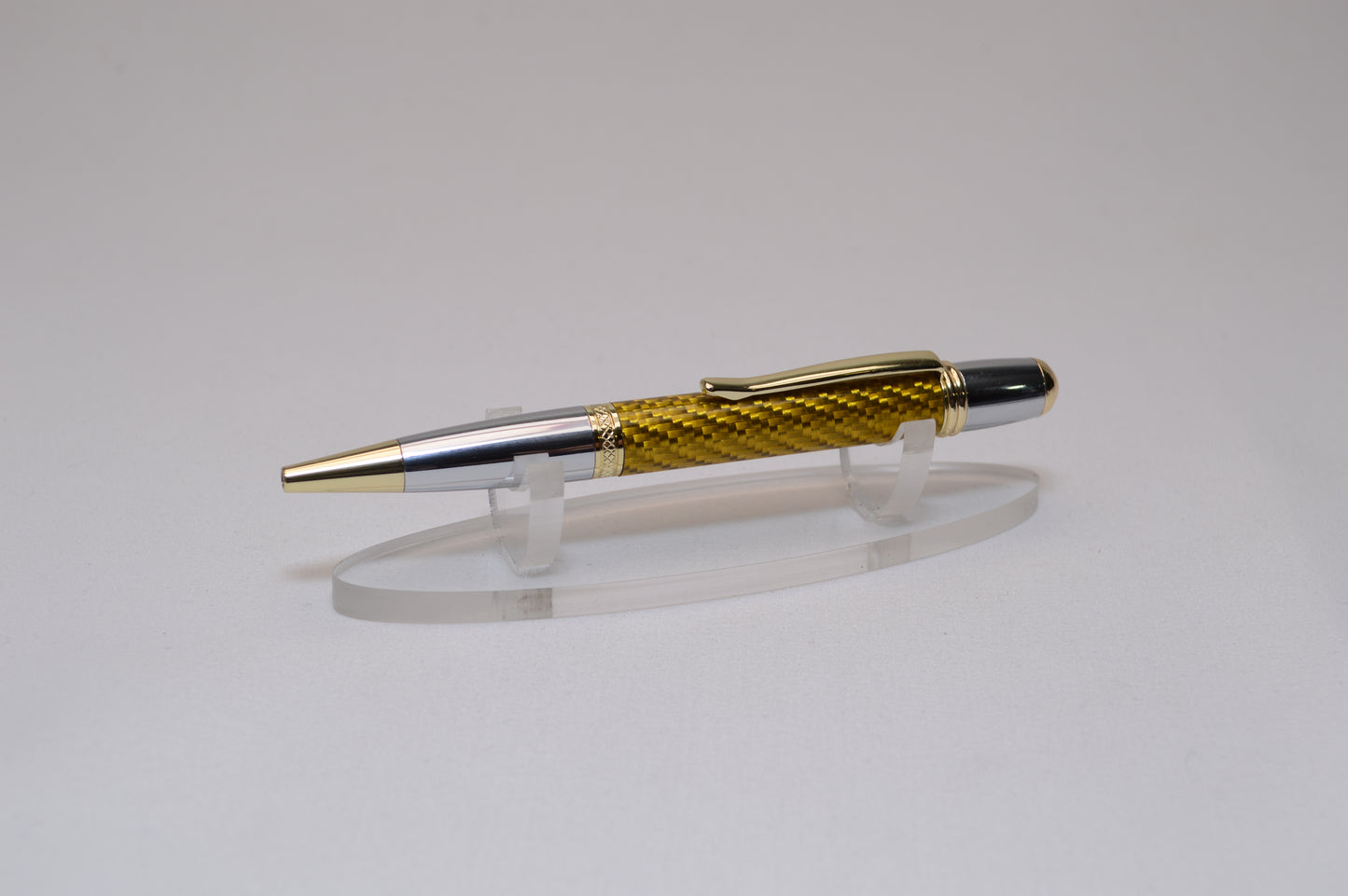 Handcrafted Twist Pen Made With Gold Carbon Fiber in Gold and Chrome Finish