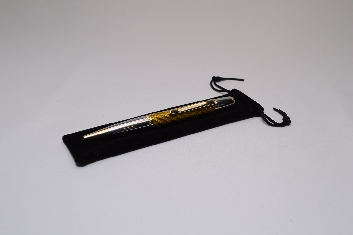 Handcrafted Twist Pen Made With Gold Carbon Fiber in Gold and Chrome Finish