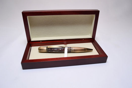 Handcrafted Twist Pen Made With Fordite From The Corvette Factory in Antique Brass Finish