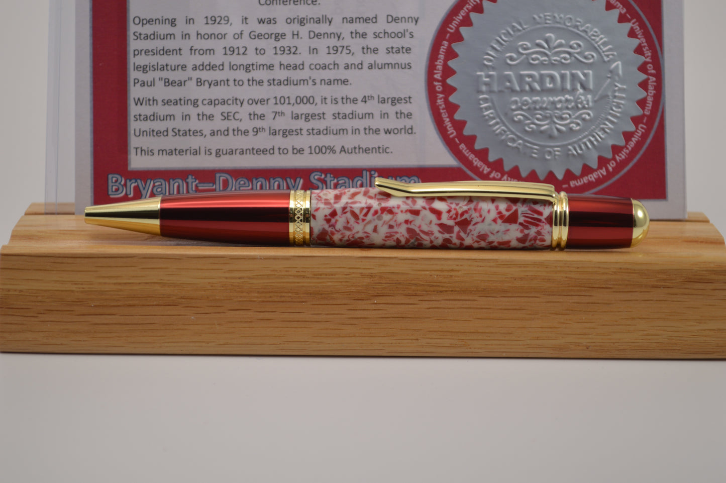 Handcrafted Pen Made From University of Alabama Bryant-Denny Stadium Seat