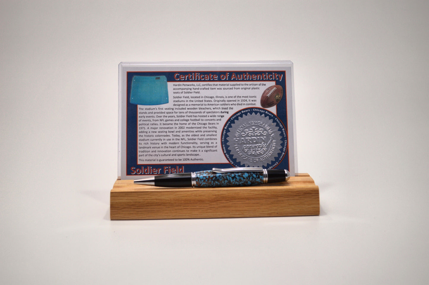 Handcrafted Twist Pen Made from Chicago Bears Soldier Field Plastic Stadium Seats