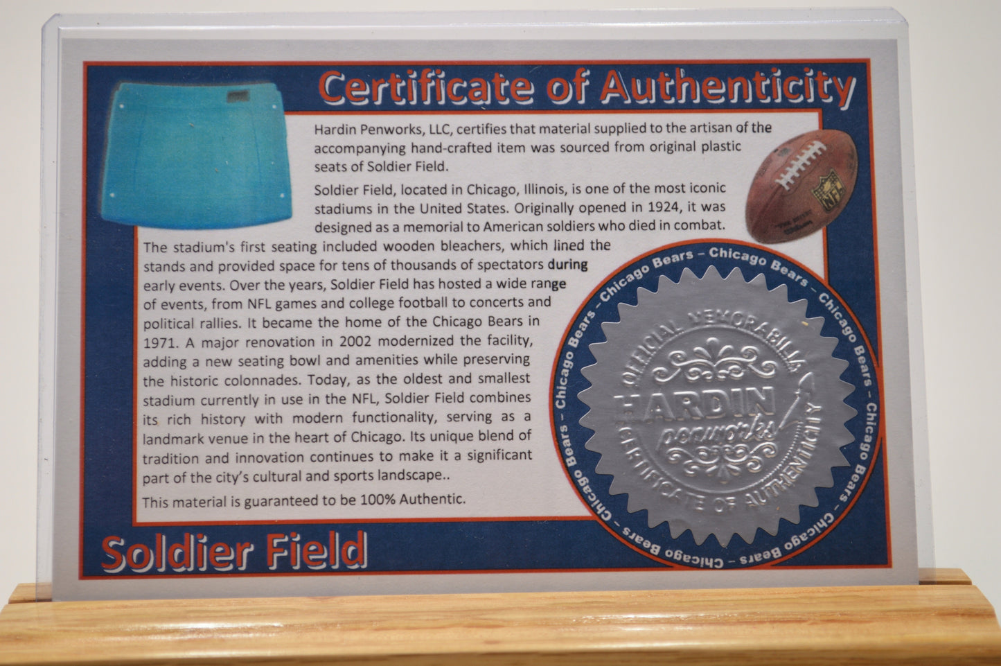 Handcrafted Twist Pen Made from Chicago Bears Soldier Field Plastic Stadium Seats