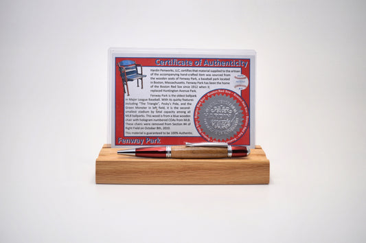 Handcrafted Pen Made From A Boston Red Sox Fenway Park Wooden Seat
