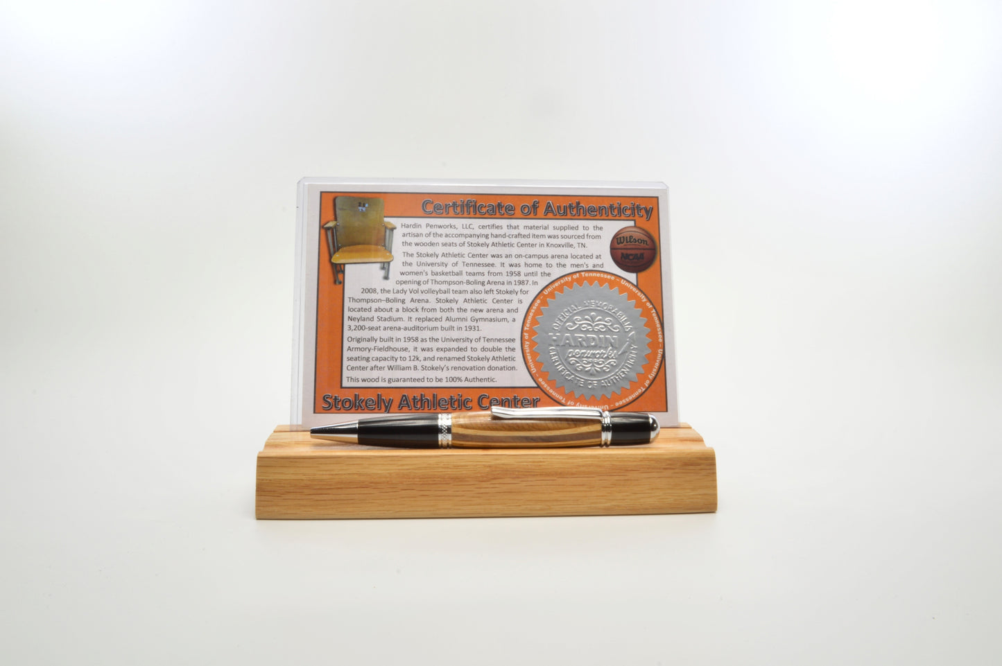 Handcrafted Pen Made From University of Tennessee Stokley Athletic Center Wooden Stadium Seats