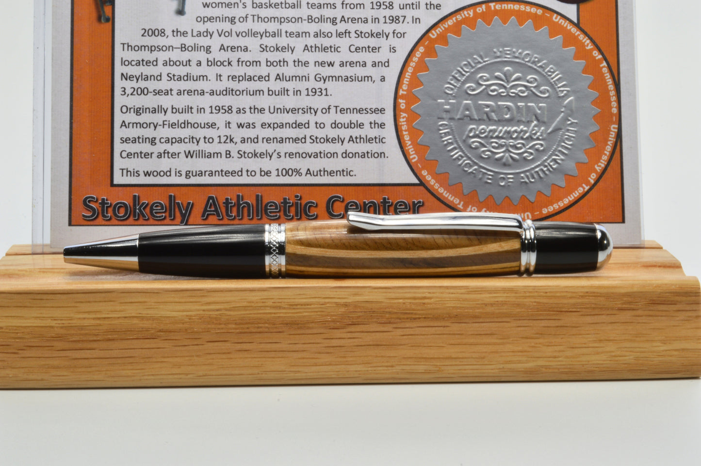 Handcrafted Pen Made From University of Tennessee Stokley Athletic Center Wooden Stadium Seats