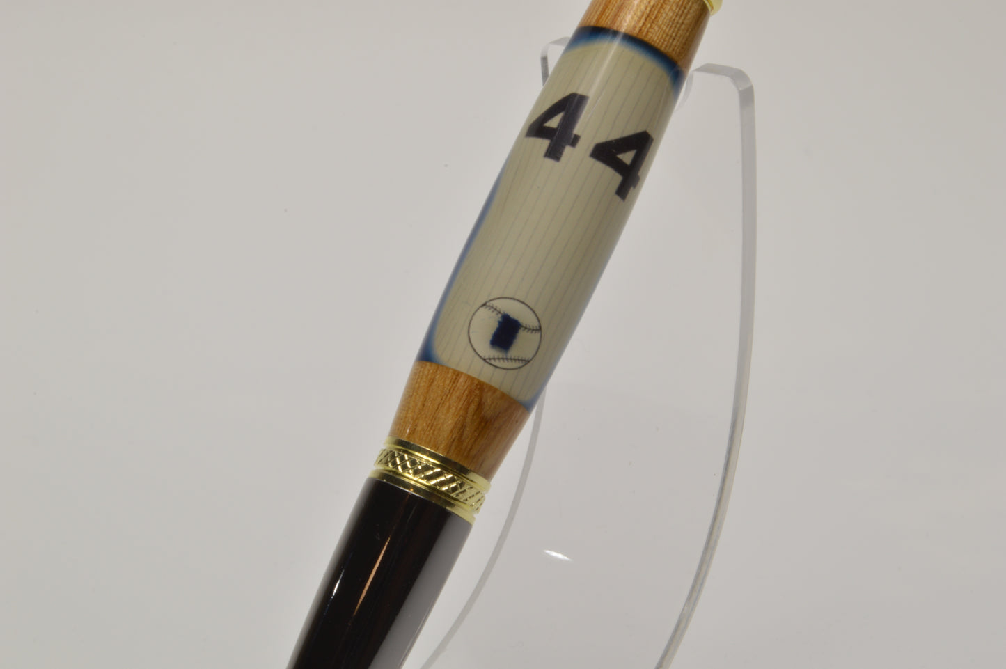 Handcrafted Pen Made With A Hank Aaron Game Used Jersey Swatch & Fulton County Stadium Seat Wood