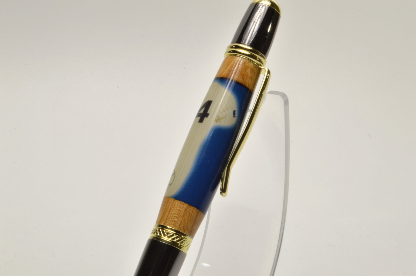 Handcrafted Pen Made With A Hank Aaron Game Used Jersey Swatch & Fulton County Stadium Seat Wood