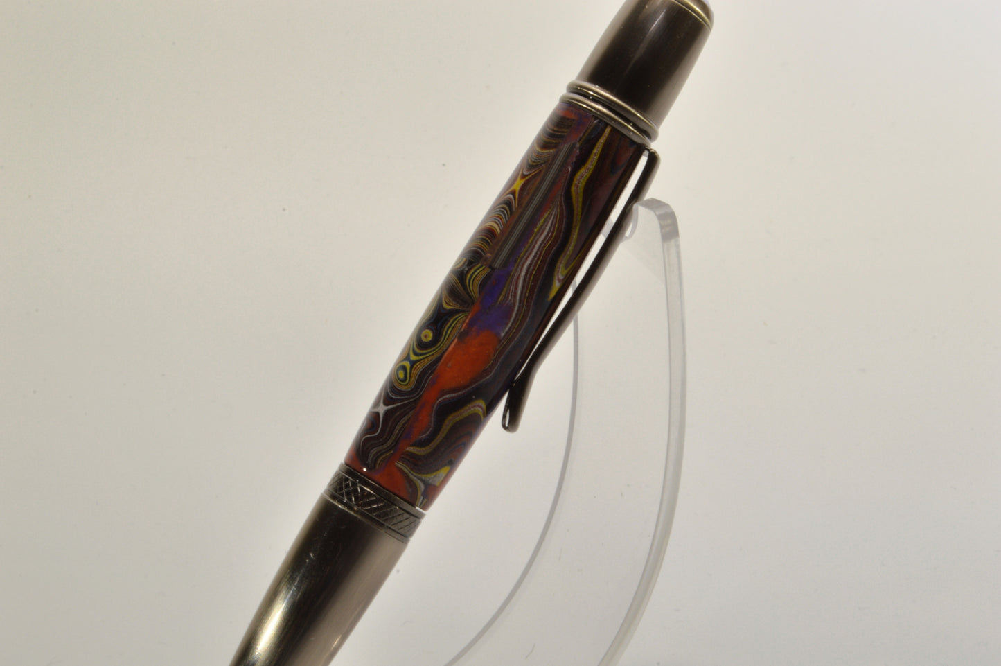 Handcrafted Twist Pen Made With Fordite From The Corvette Factory in Antique Gunmetal Finish